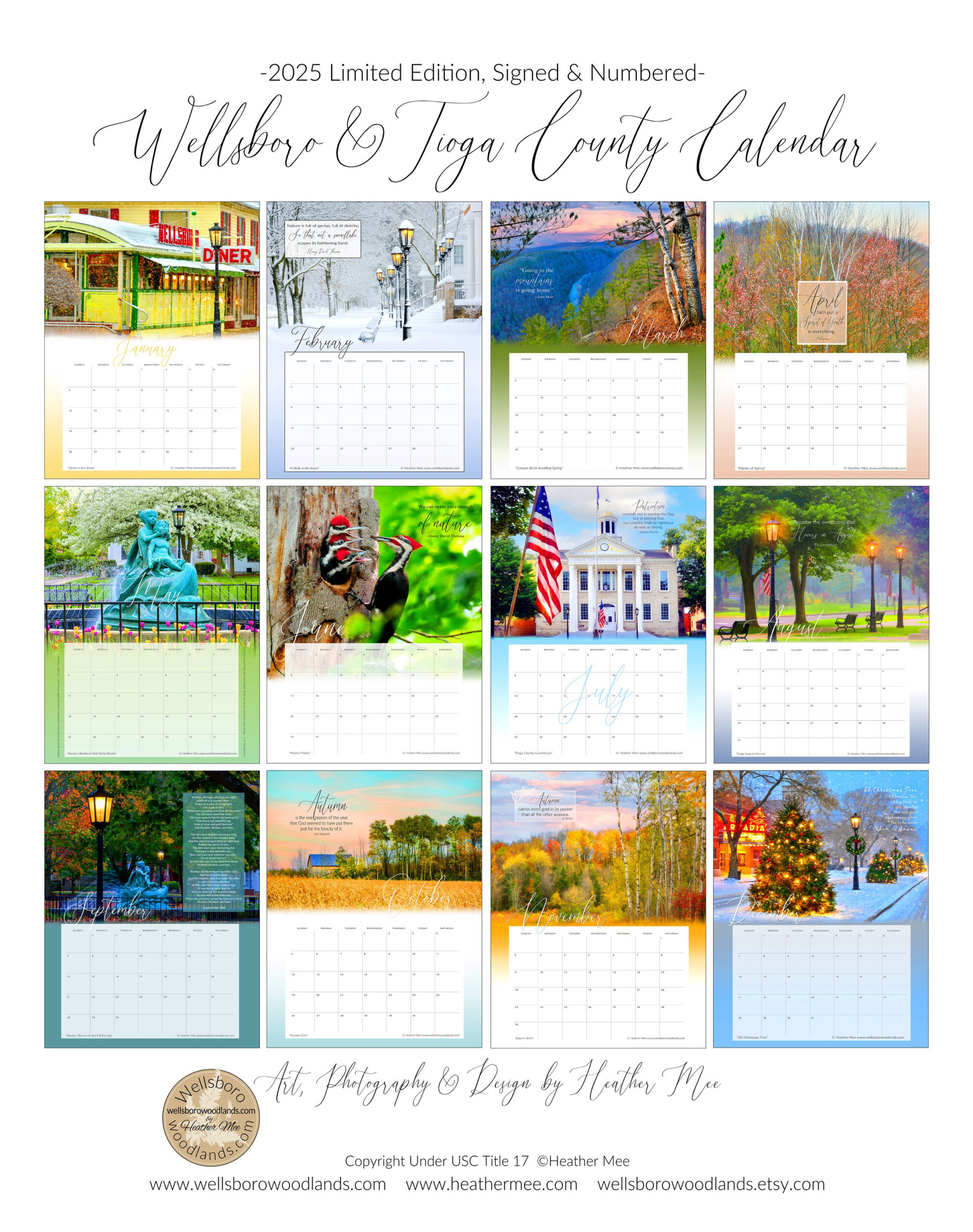 2025 Calendar- Limited Edition! — Wellsboro Woodlands, Llc pertaining to Grand Canyon 2025 Calendar Printable