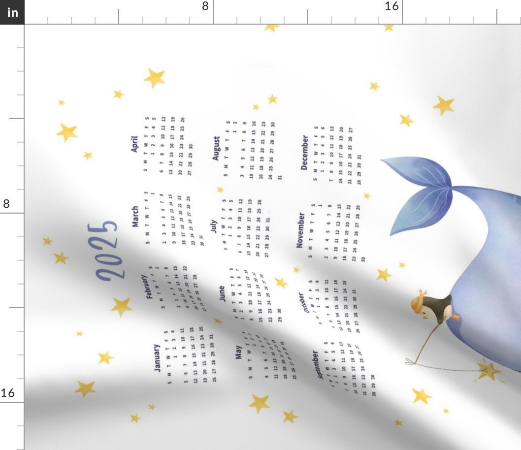 2025 Calendar Orca And Penguin On An Fabric | Spoonflower pertaining to Orcas 2025 Calendar Printable