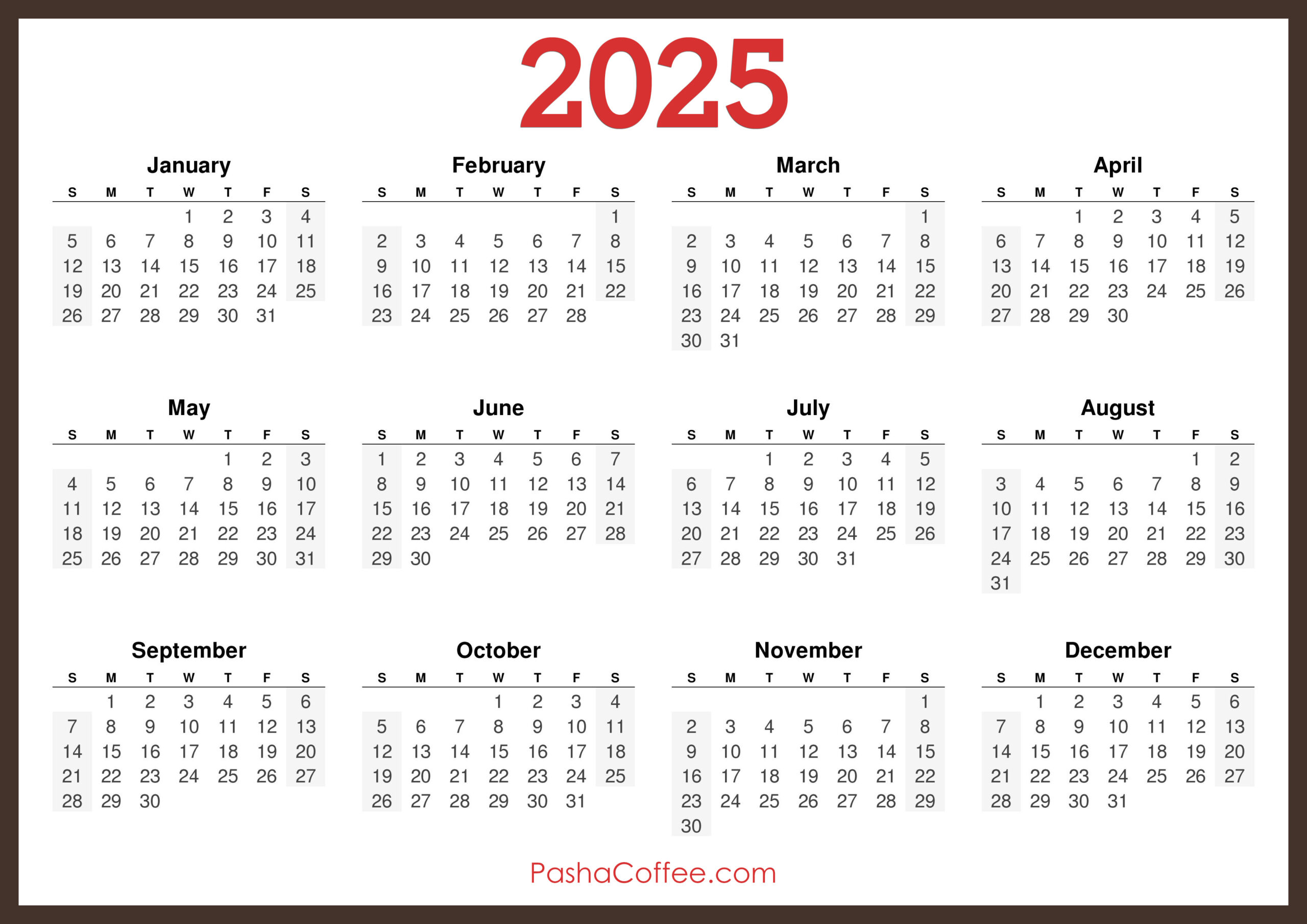 2025 Calendar – Page 3 – Pashacoffee inside Coffee Special Value 2025 Calendar Printable