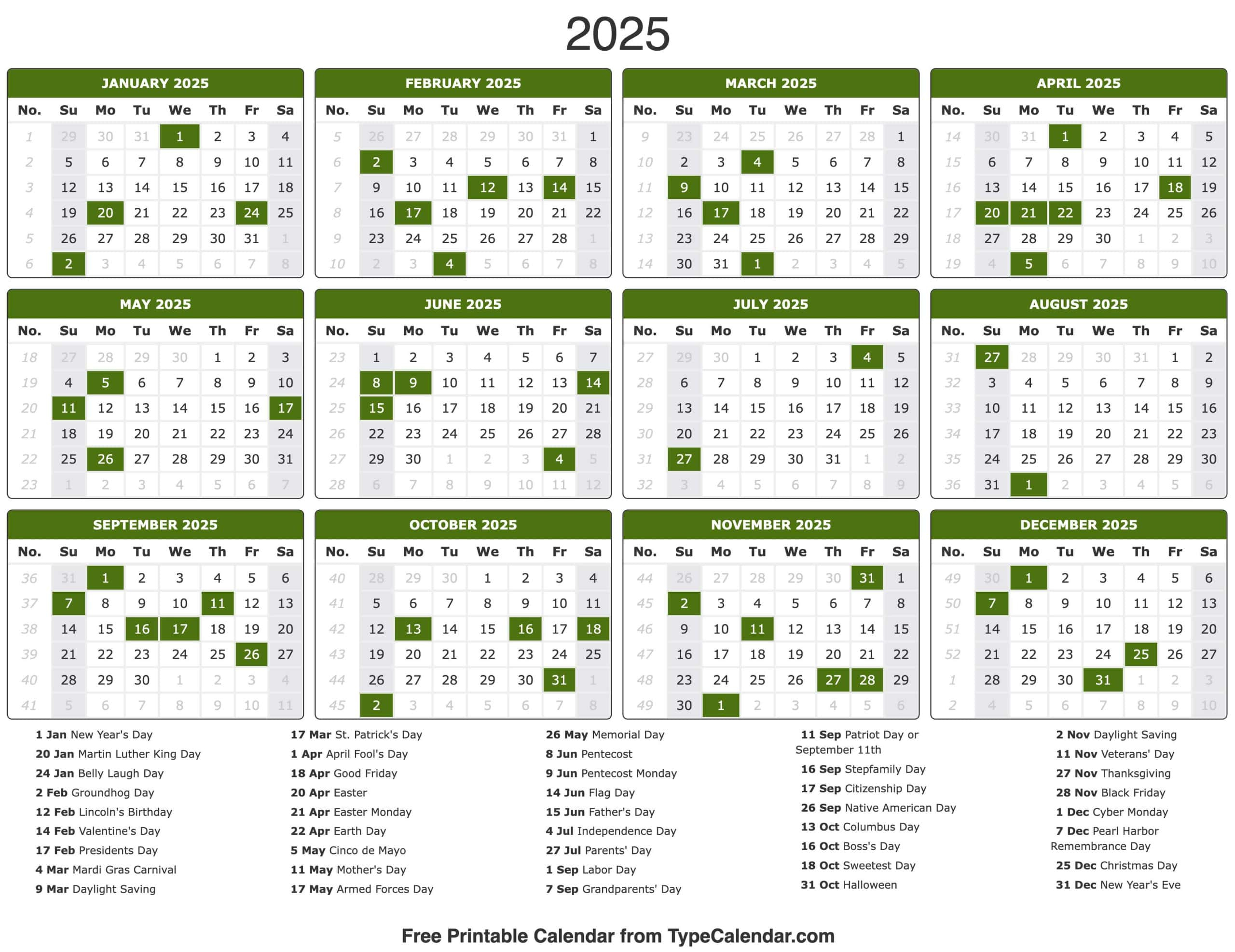 2025 Calendar - Printable Calendar 2025 With Holidays with Every Days a Holiday Photo 2025 Calendar Printable
