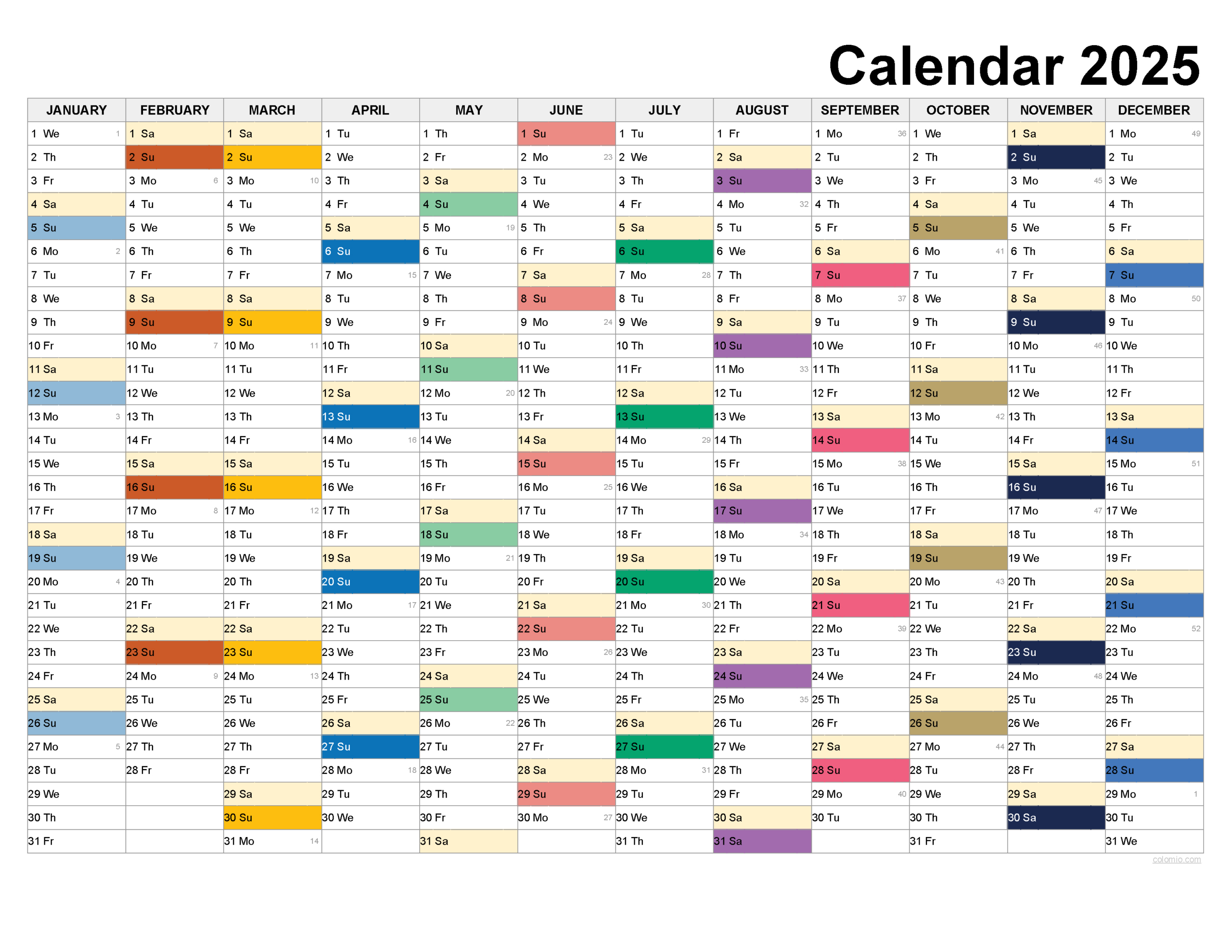 2025 Calendar Printable, ✓ Pdf, Excel And Image File - Free in Landscapes 2025 Calendar Printable