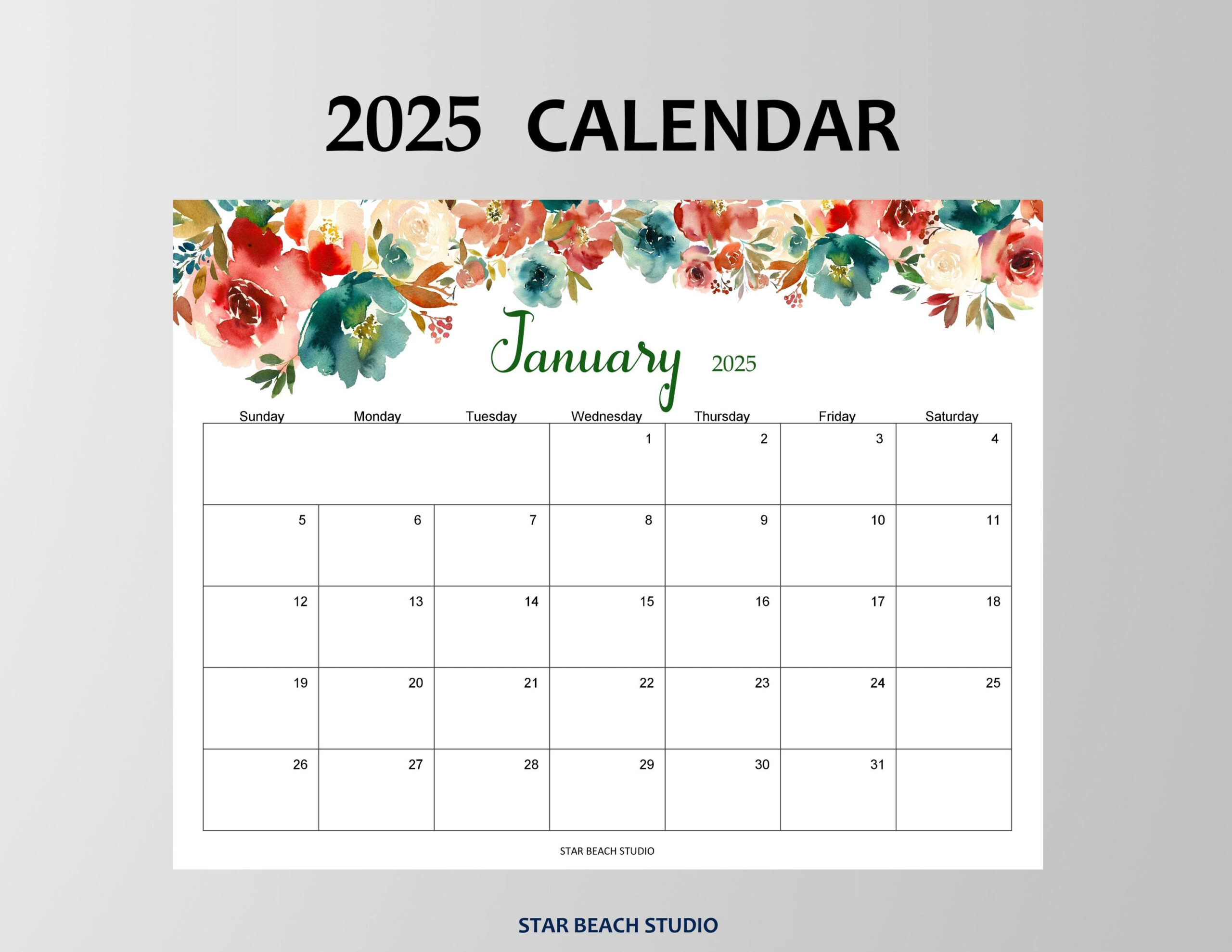 2025 Calendar Printable, Floral 2025 Monthly Planner, Wall Or Desk pertaining to California Vintage 2025 Calendar Printable