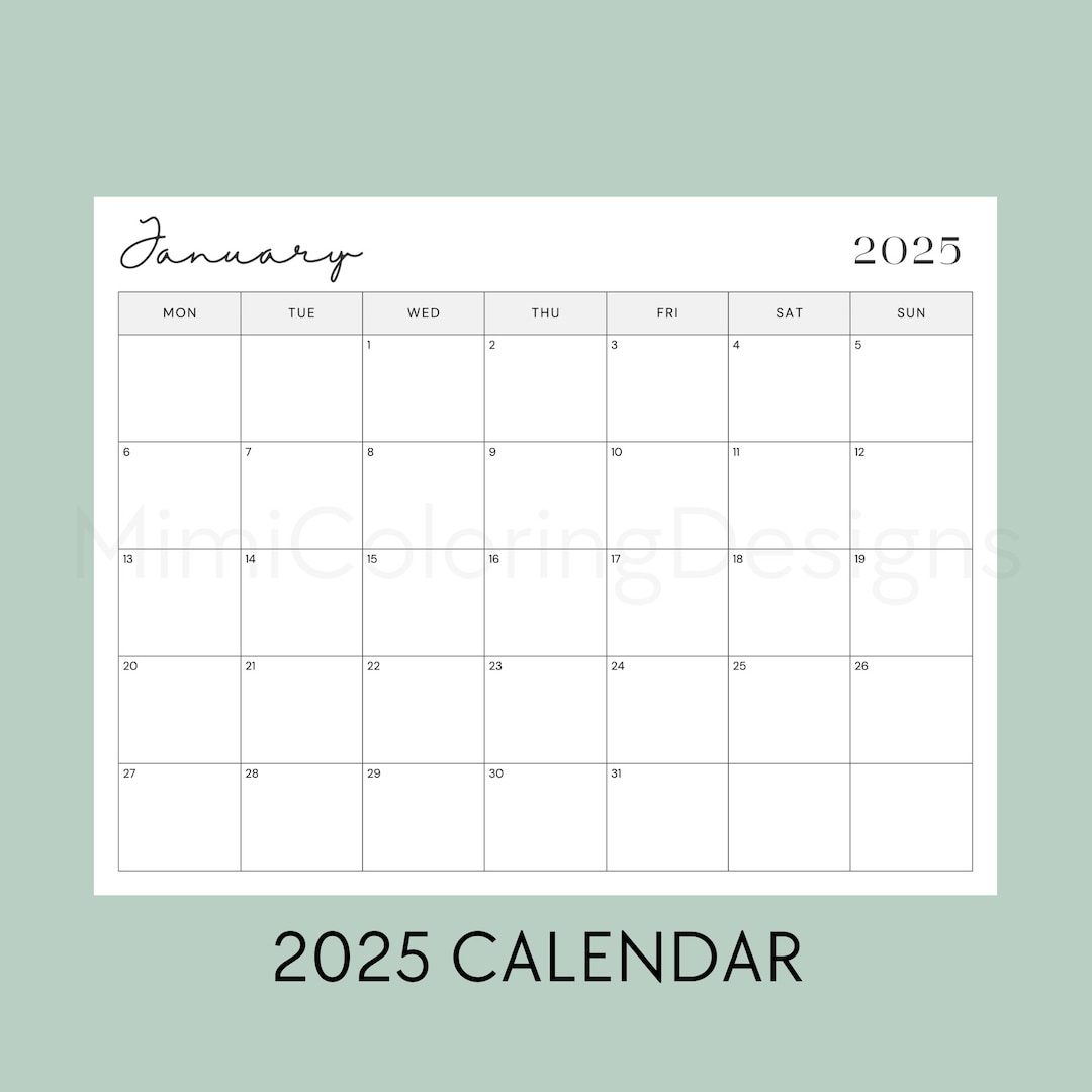 2025 Calendar Printable, Monthly Calendar 2025, Monthly Planner regarding Bathroom Reader 2025 Calendar Printable