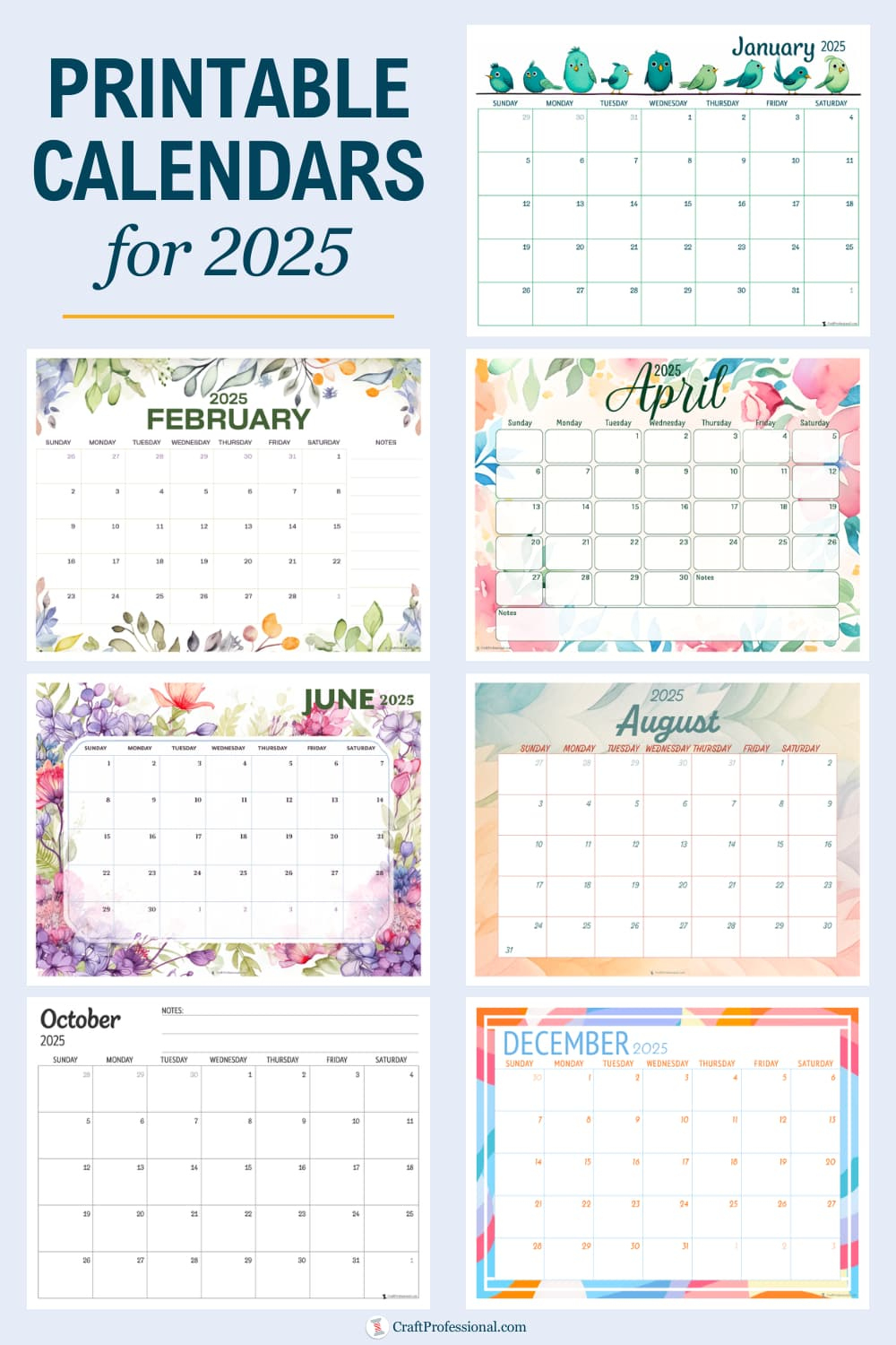 2025 Calendar Printable Pages - Free Monthly Planners within Tranquility 2025 Calendar Printable