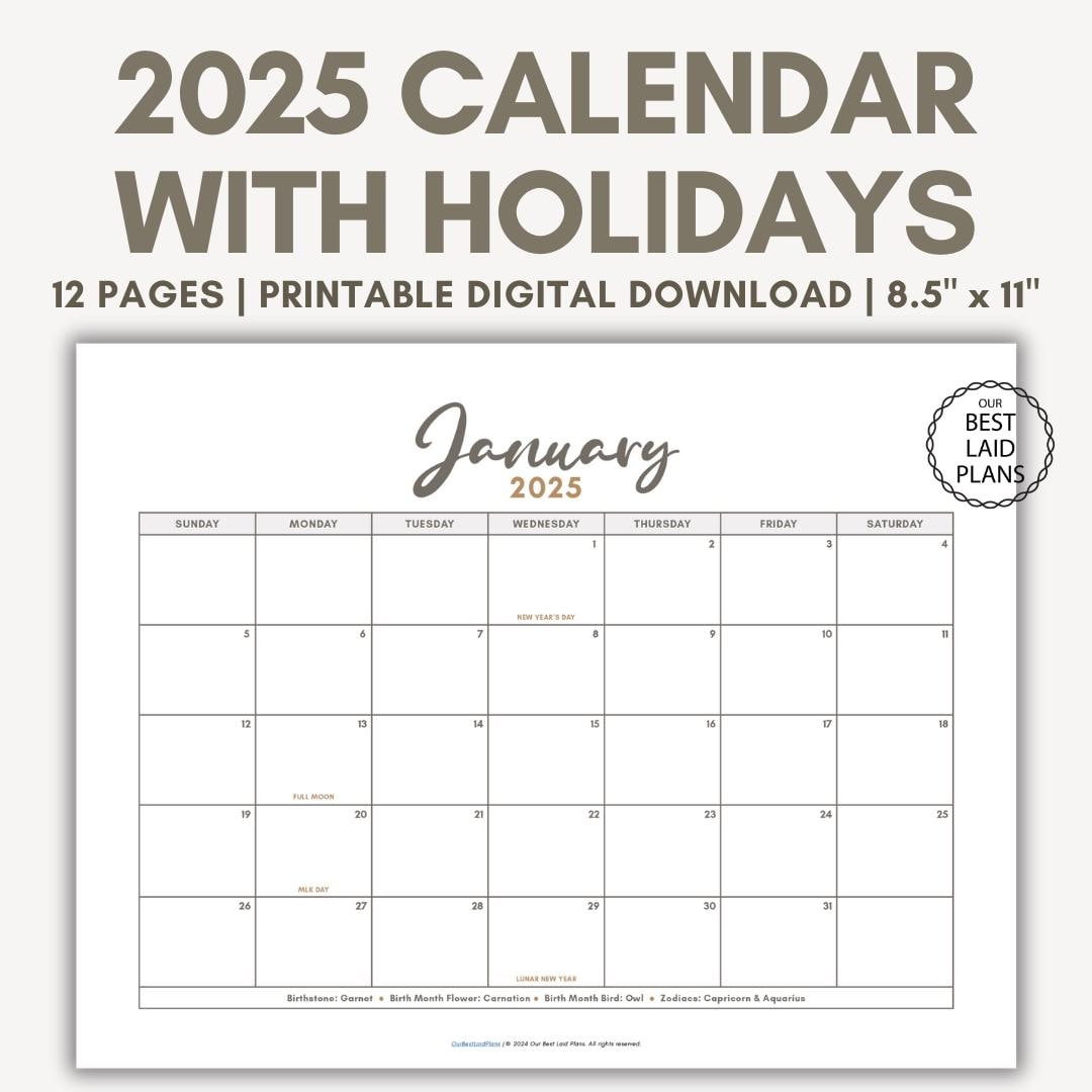 2025 Calendar Printable Pdf 2025 Monthly Bundle Calendar Printable for Land That I Love 2025 Calendar Printable