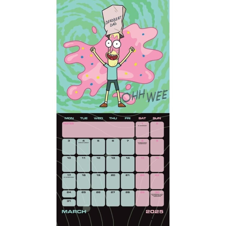 Rick and Morty 2025 Calendar Printable