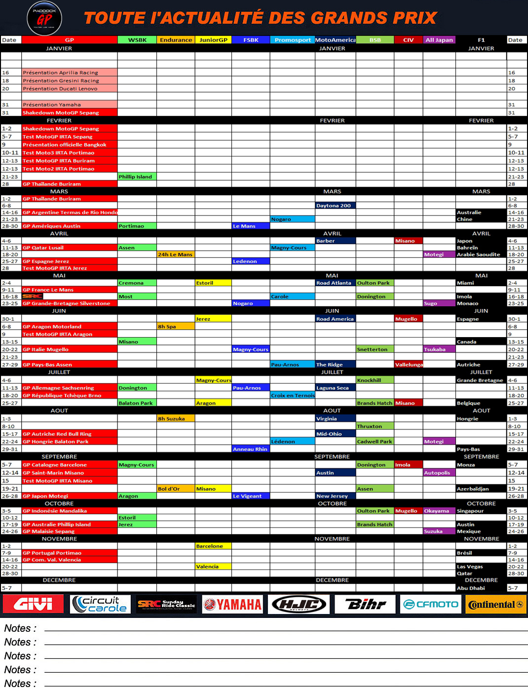 2025 Calendar To Print: Motogp Wsbk Ewc Juniorgp Fsbk Promosport in Cycling Through History 2025 Calendar Printable