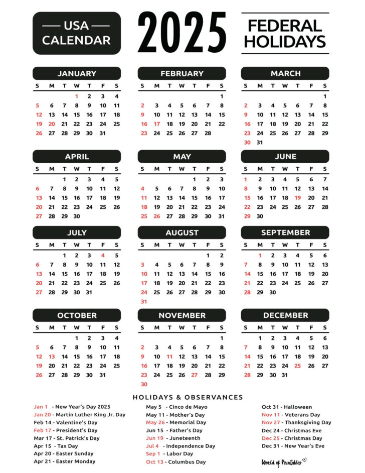 See America 2025 Calendar Printable