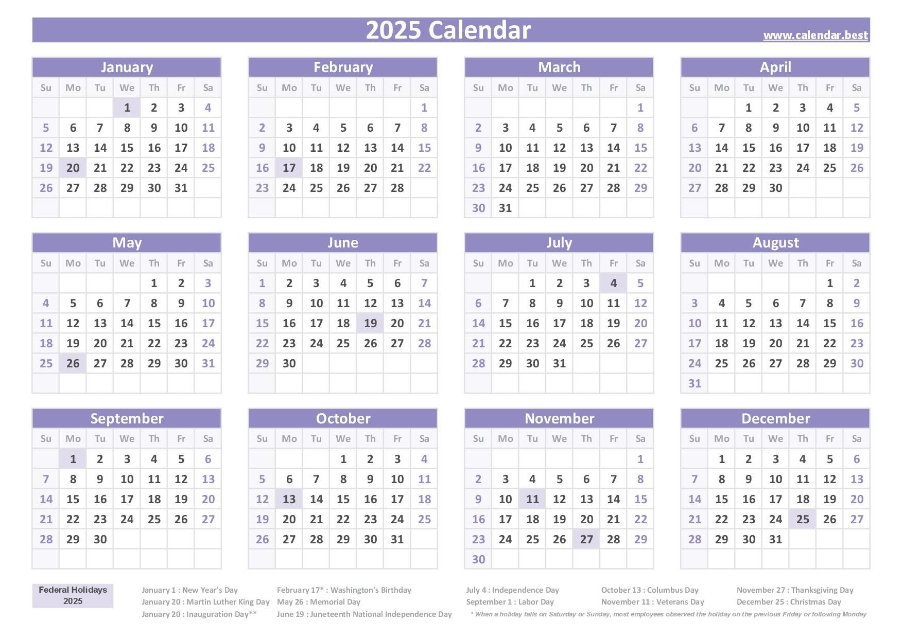 2025 Calendar With Holidays (Us Federal Holidays) within Americana Photo 2025 Calendar Printable