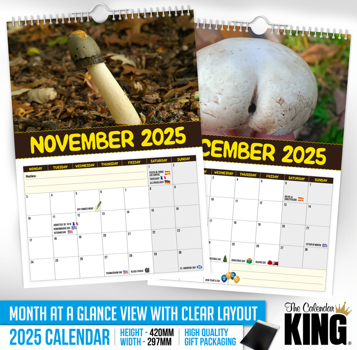 2025 Calendar - World&amp;#039;S Greatest Mushrooms – Funny - Quirky within Mushrooms 2025 Calendar Printable