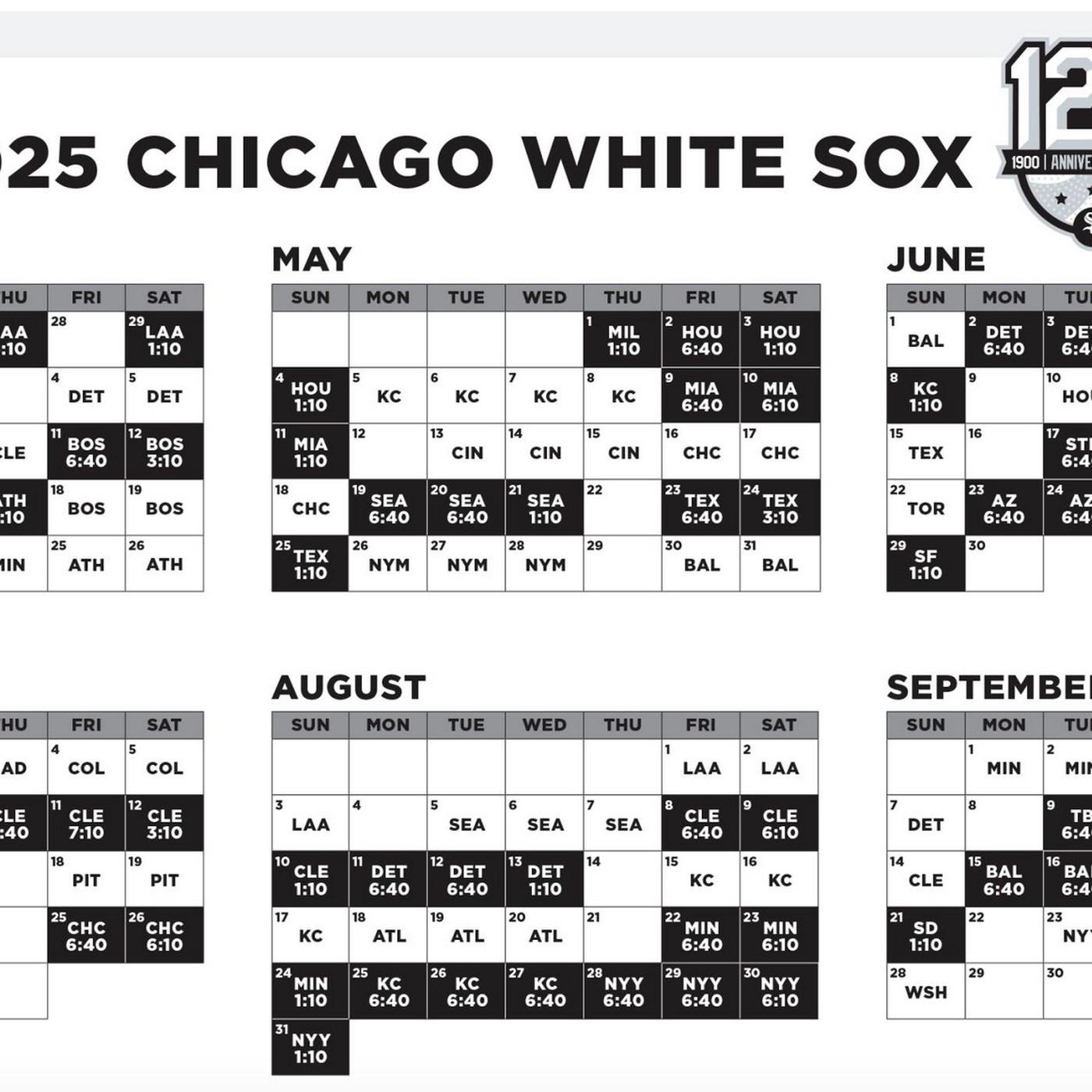 2025 Chicago White Sox Schedule Released - South Side Sox intended for MLB Chicago White Sox 2025 Calendar Printable