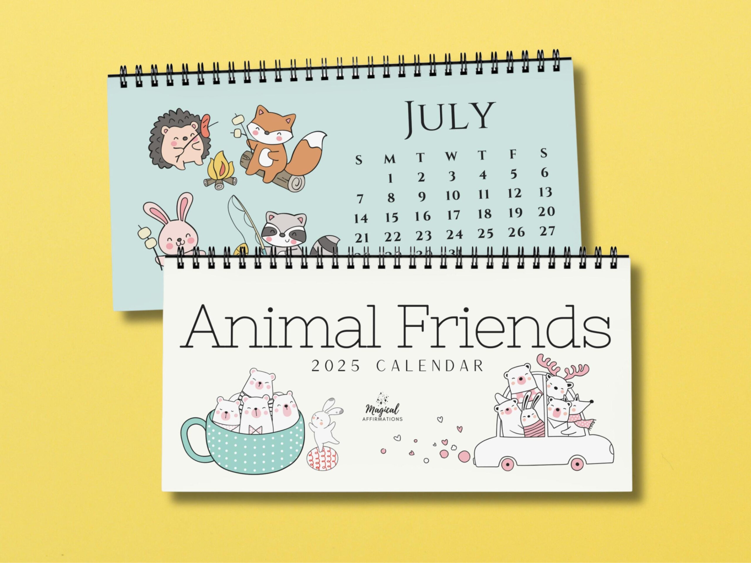 2025 Cute Animals Desk Calendar, Kawaii Minimalist Animal Calendar intended for Baby Animals 2025 Calendar Printable