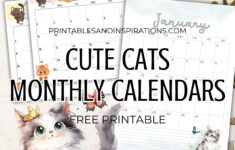 2025 Cute Cats Free Printable Monthly Calendar – Printables And for Cat Gallery 2025 Calendar Printable