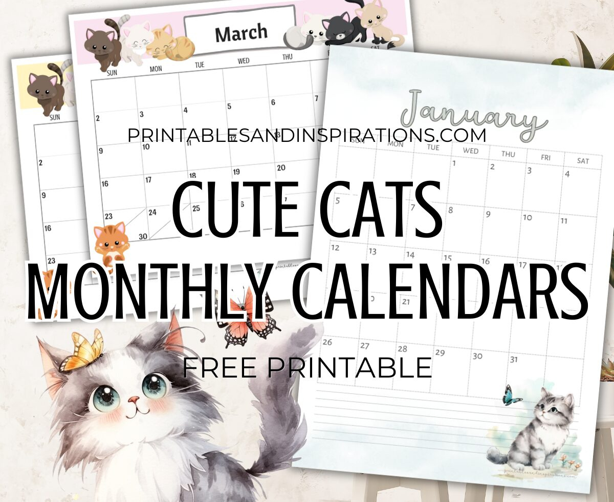 2025 Cute Cats Free Printable Monthly Calendar - Printables And throughout Just Cats 2025 Calendar Printable