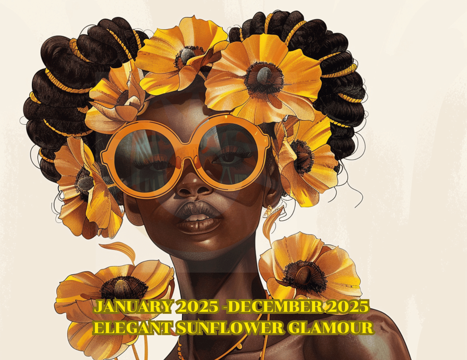 2025 Elegant Sunflower Glamour Calendar - Payhip in Girl With Sunglasses 2025 Calendar Printable