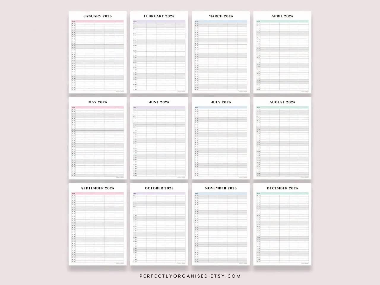 2025 Family Calendar | 2025 Family Planner Printable, 2025 Desk Calendar, 2025 Monthly Calendar, Pastel, A3 A4 Letter Printable in Racks 2025 Calendar Printable