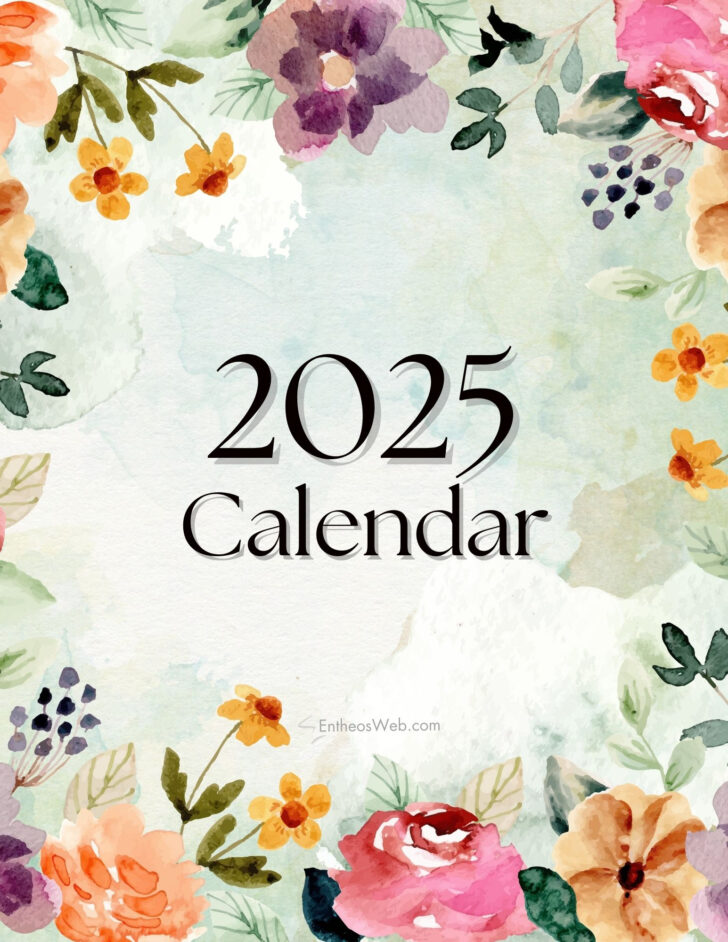 Flowers 2025 Calendar  Printable