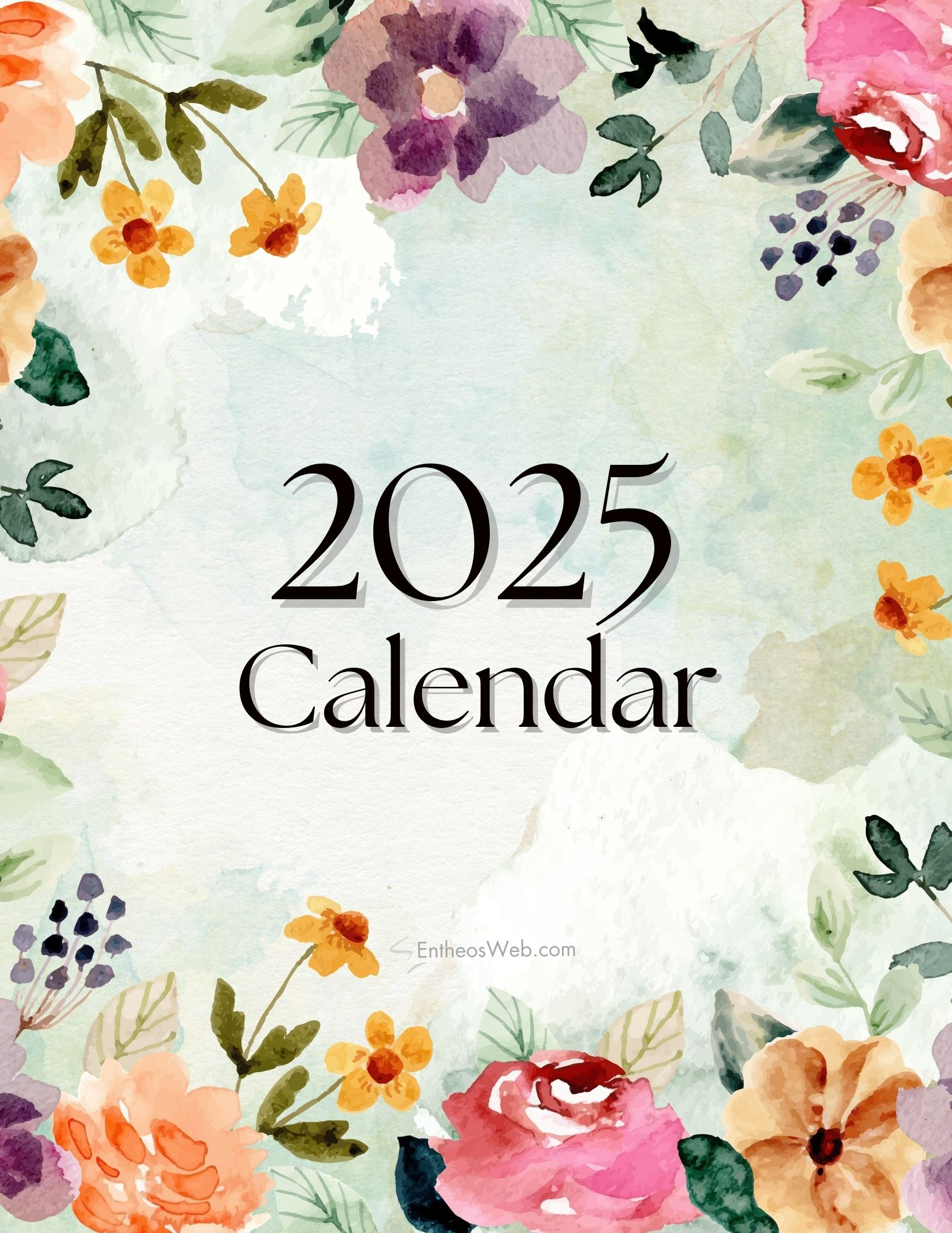 2025 Floral Calendar Free Pdf Printable | Entheosweb inside Flowers 2025 Calendar Printable