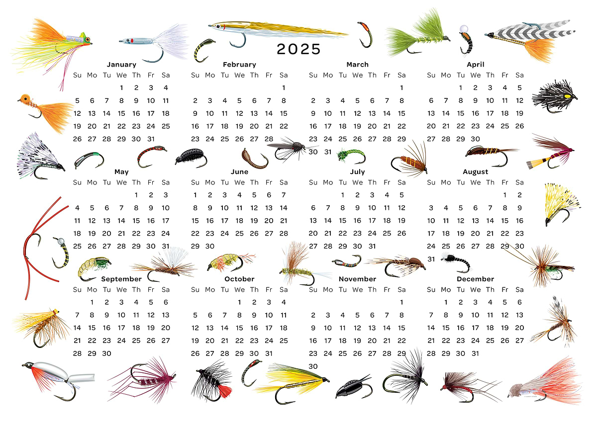 2025 Fly Fishing Calendar&amp;#039; Poster, Picture, Metal Print, Paint for What Fly Fishing Teaches Us 2025 Calendar Printable