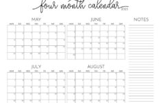 2025 Four Month Calendars – 31 Free Printables | Printabulls throughout Calendar April May June 2025