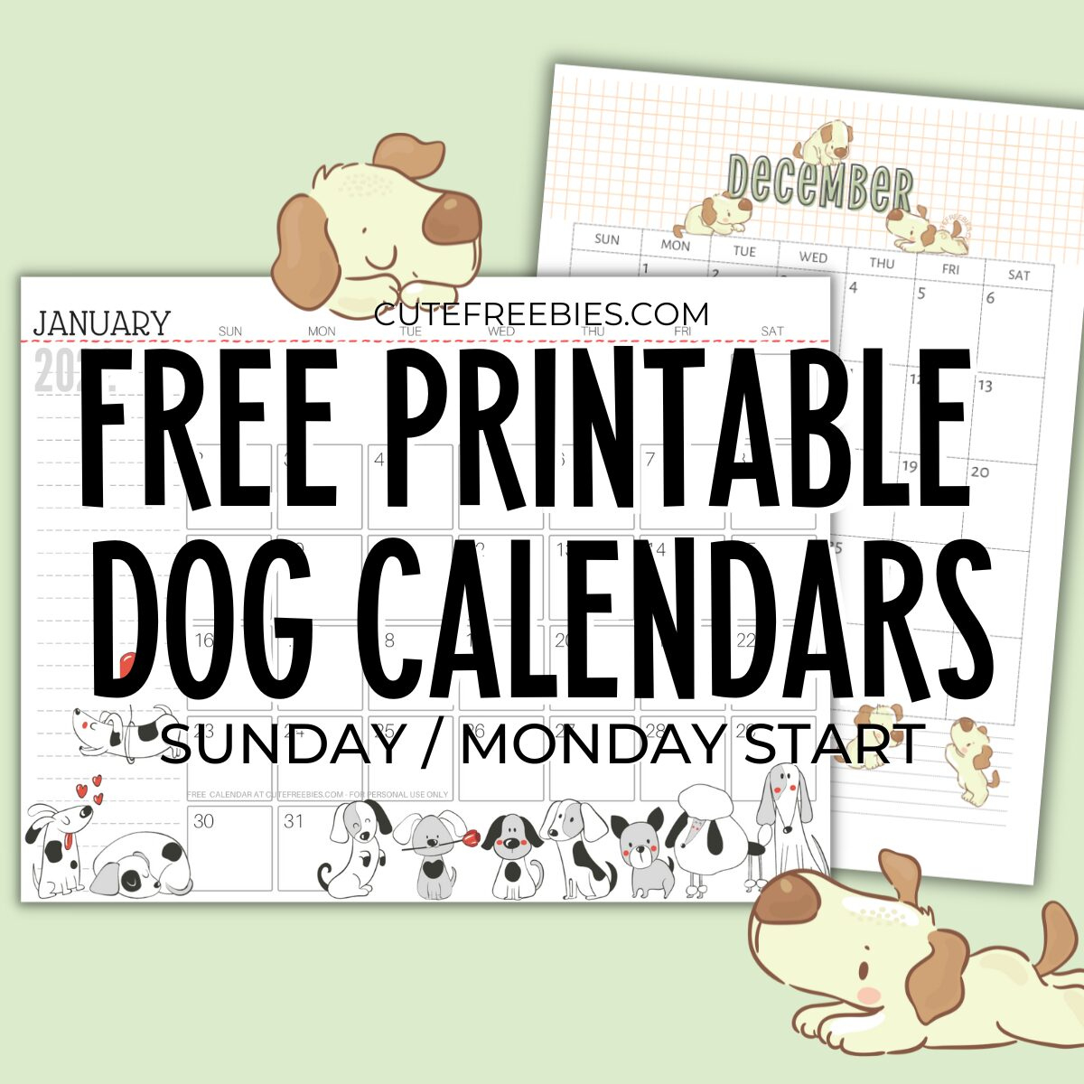 2025 Free Printable Dogs Calendar For A Happy Year - Cute Freebies regarding Puppies and Friends 2025 Calendar Printable