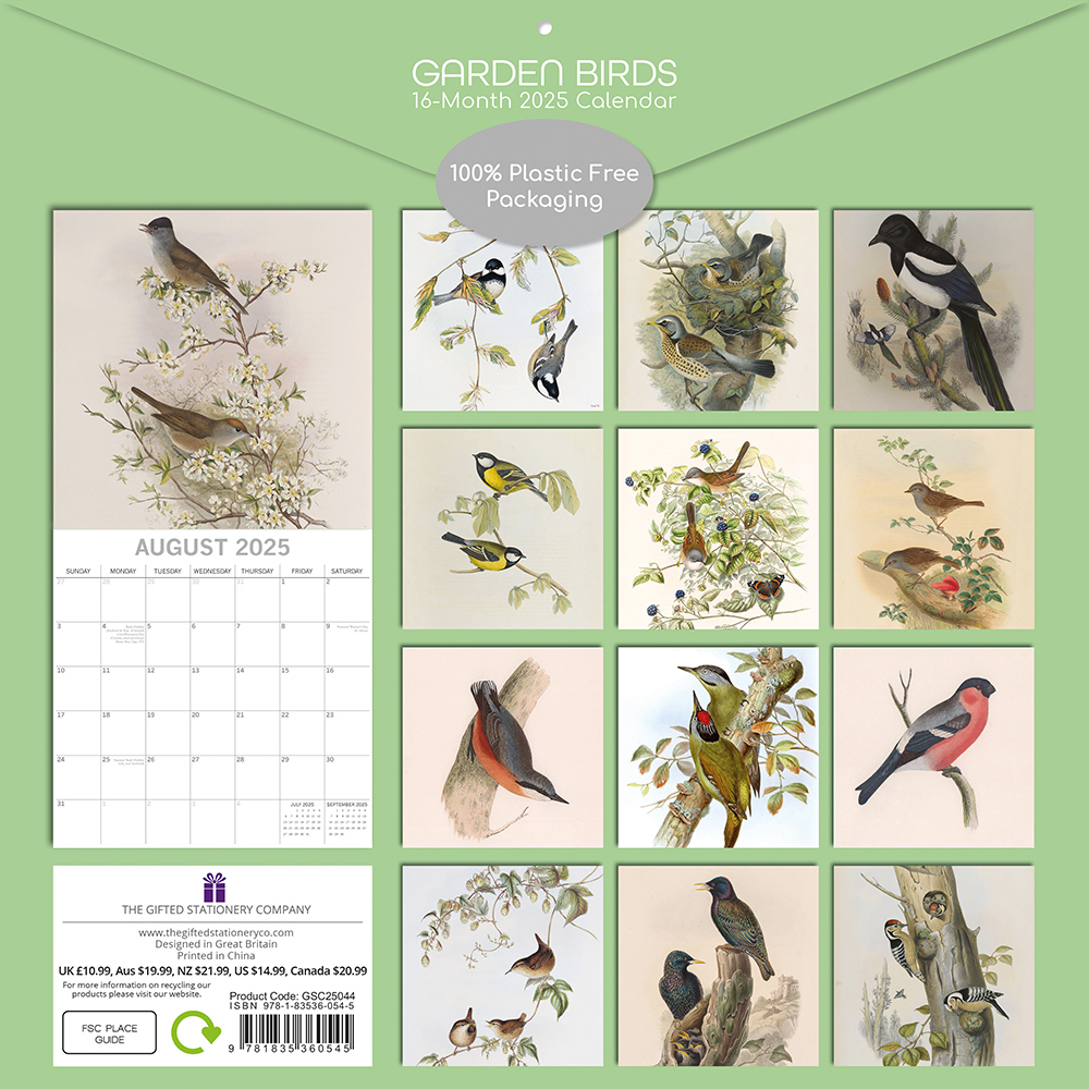 2025 Garden Birds Square Wall Calendar throughout Songbirds Square 2025 Calendar Printable