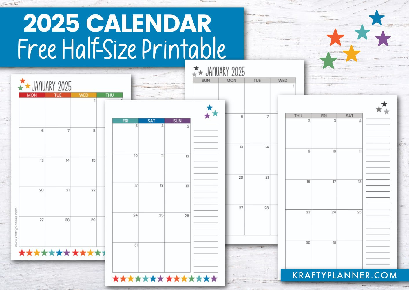 2025 Half Size Calendar - Free Printable — Krafty Planner throughout You Dont Got This 2025 Calendar Printable