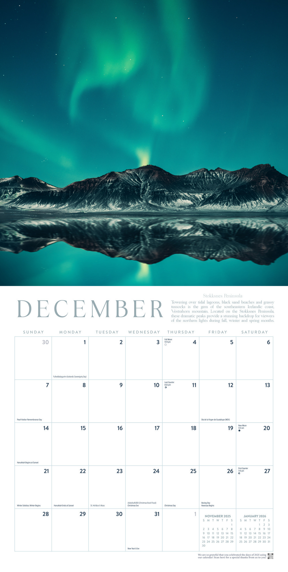2025 Iceland Wall Calendar - Marble City Press throughout Iceland 2025 Calendar Printable