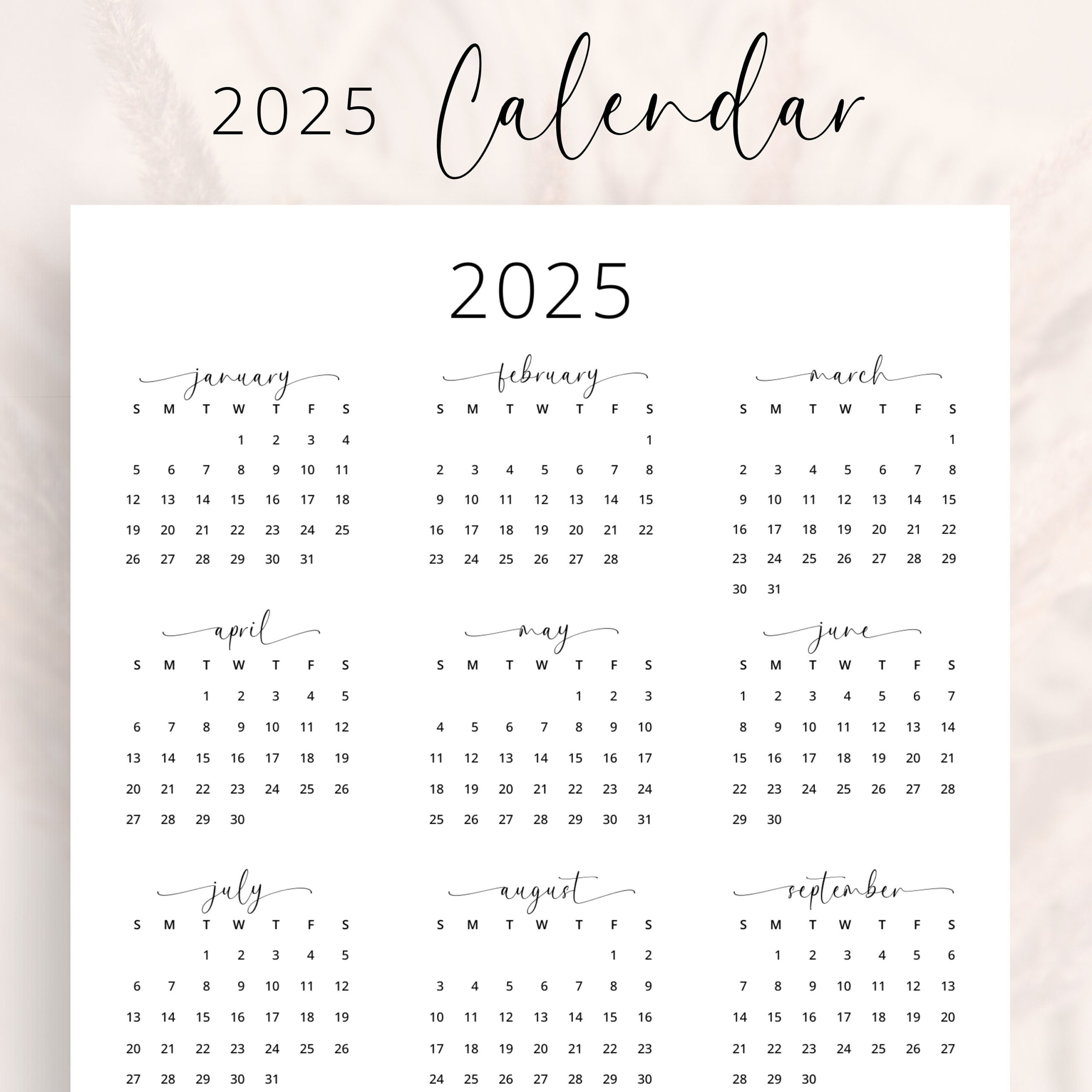 2025 Jahreskalender 2025 Jahreskalender 2025 Druckbarer Kalender in Totally 90s 2025 Calendar Printable