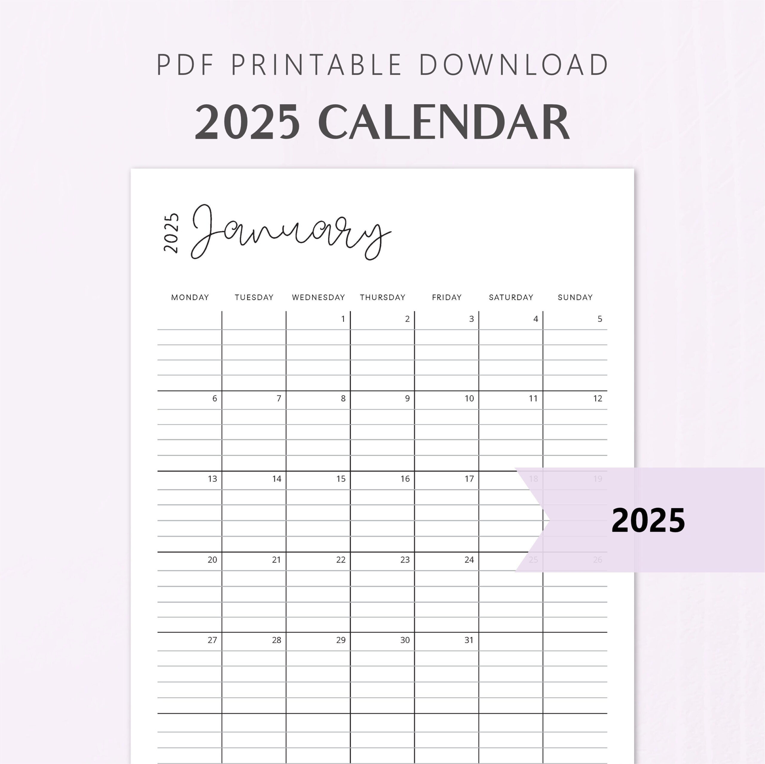 2025 Kalender Portrait Linierter Monatsplaner| Befüllbar | 8,5X11 intended for Txt 2025 Calendar Printable