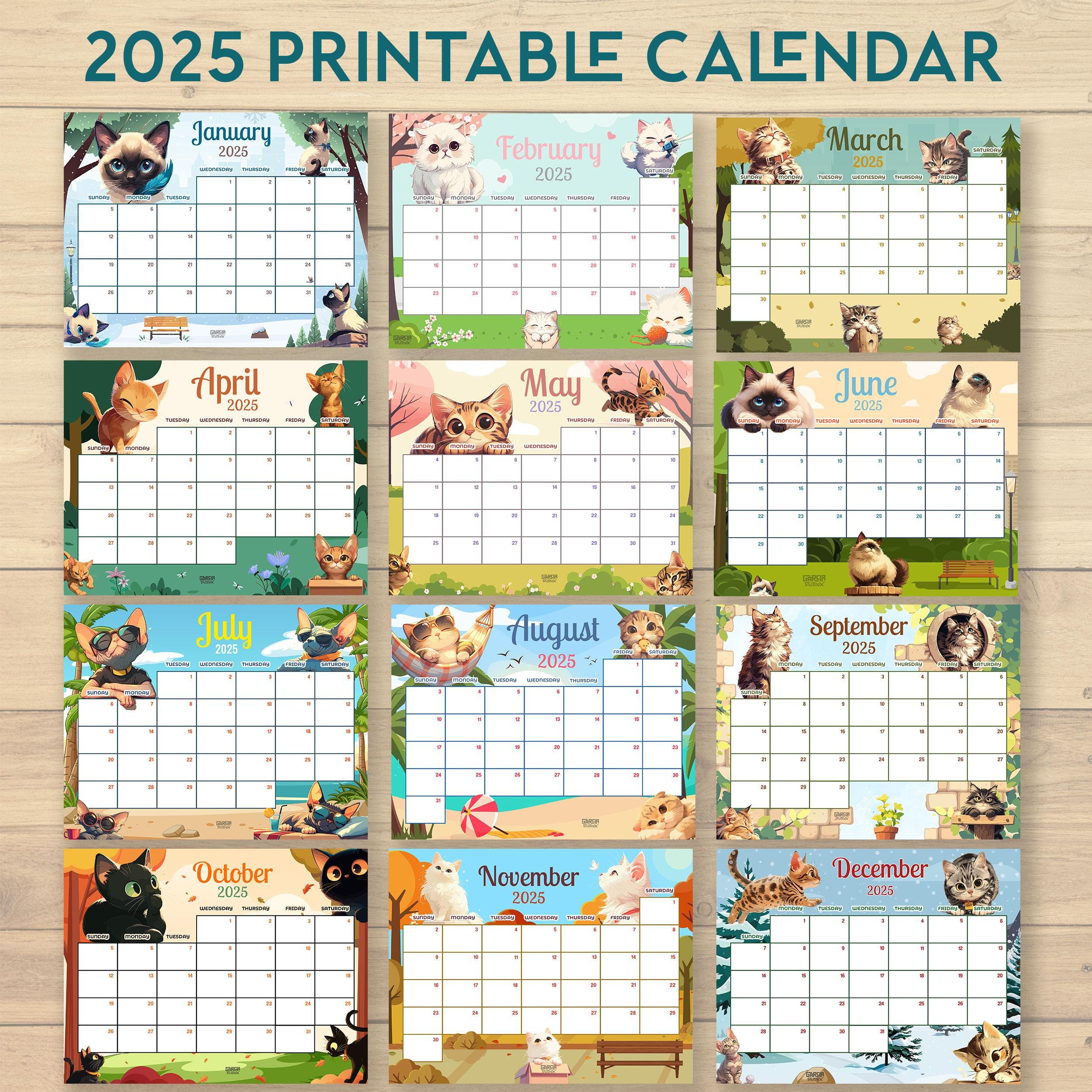 2025 Kids Calendar | Editable Monthly Calendar For Children with regard to Cat Lovers 2025 Calendar Printable