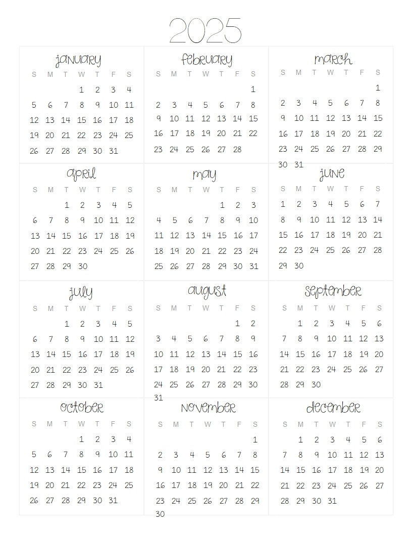 2025 Landscape Lined &amp;amp; Unlined Monthly Calendars | 8.5X11 for Just Black Labs 2025 Calendar Printable