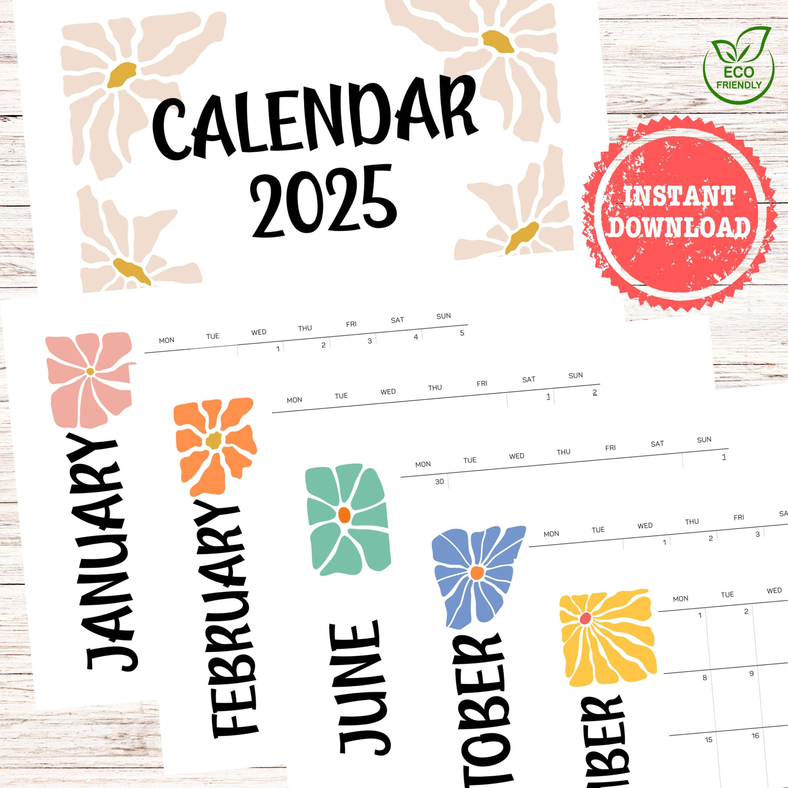 2025 Matisse-Inspired Wall Calendar| Retro 2025 Monthly Calendar inside Matisse 2025 Easel Calendar Printable