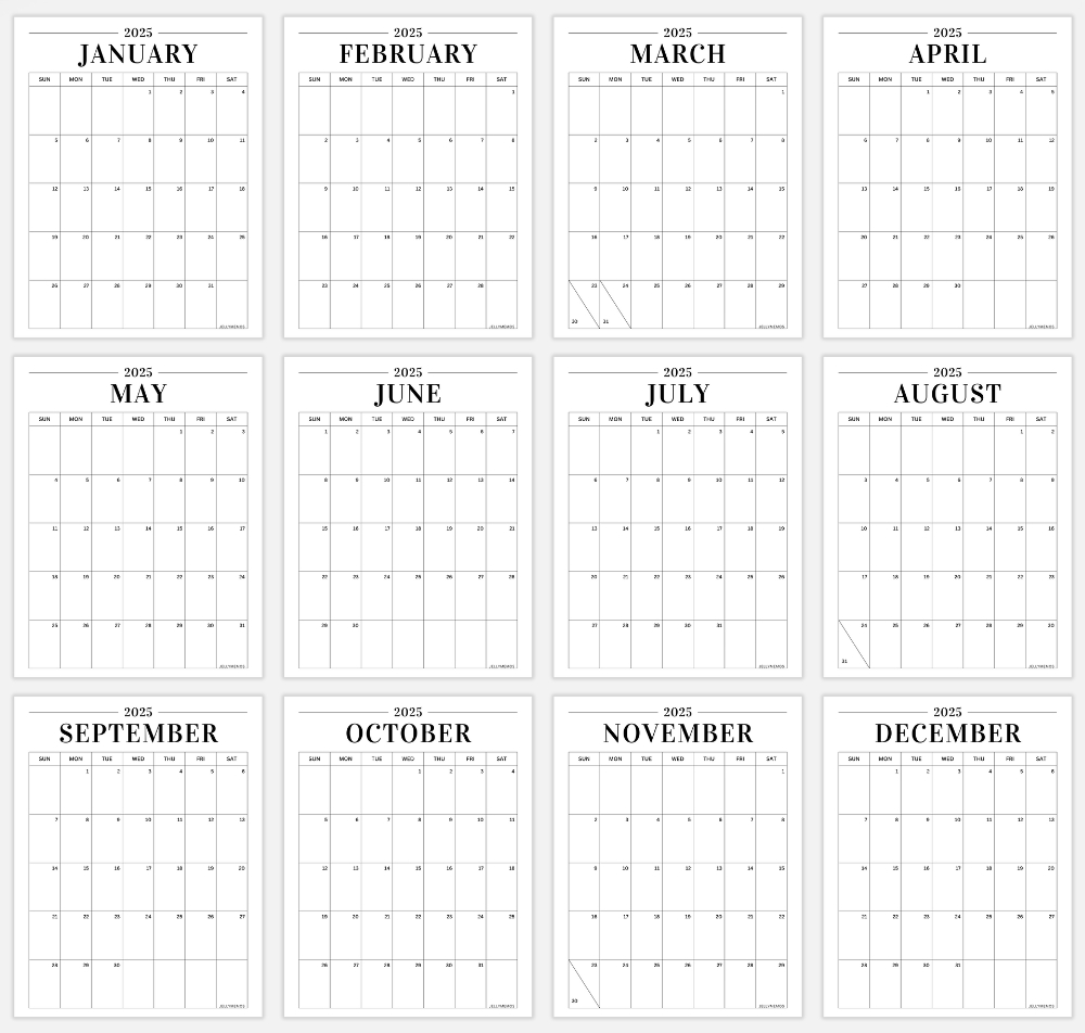 2025 Minimal Calendar Printable (Vertical &amp;amp; Horizontal!) - Jellymemos with Not in the Mooood 2025 Calendar Printable