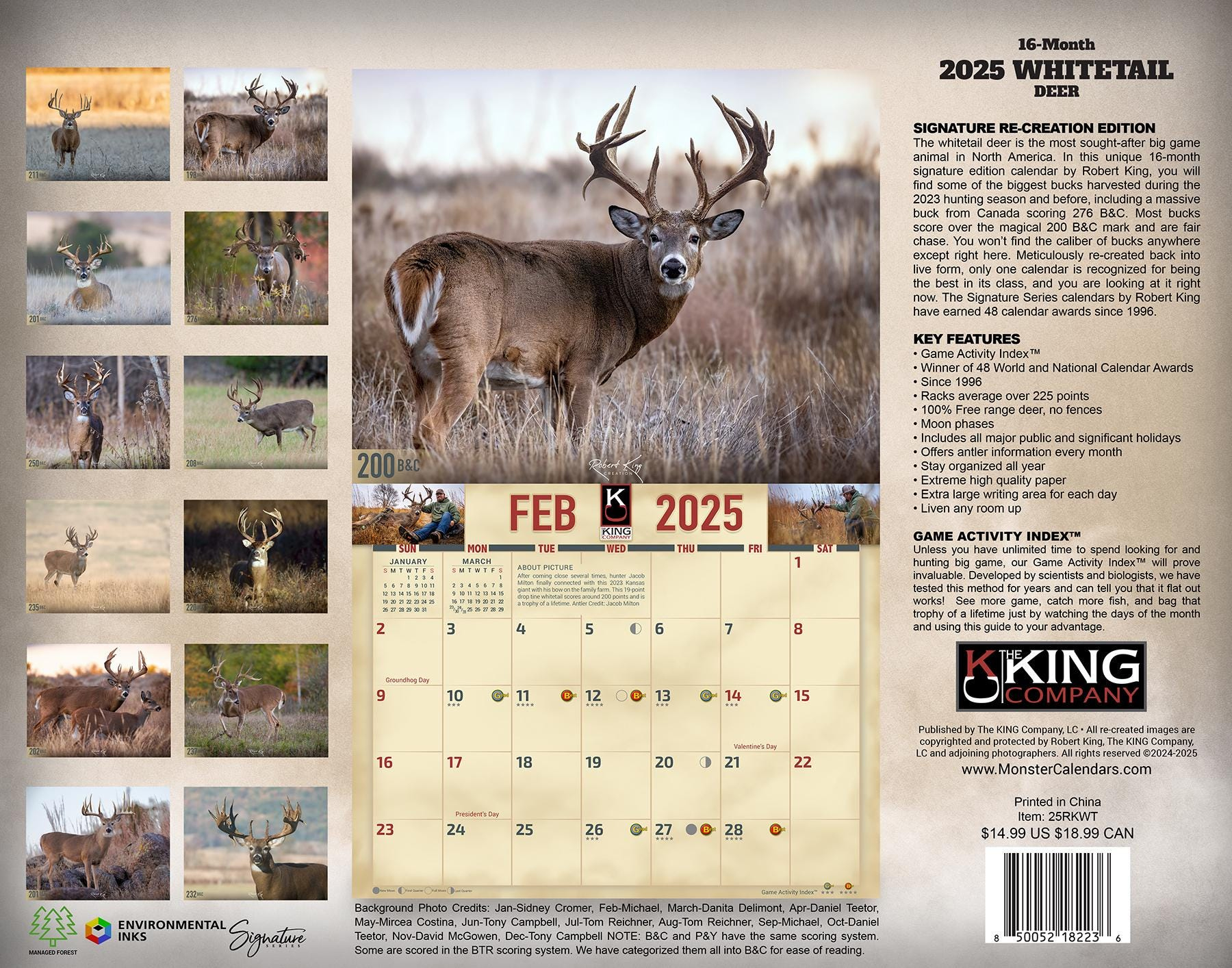 2025 Monster Whitetail Deer Wall Calendar 16-Month X-Large Size with regard to Whitetail Monarchs 2025 Calendar Printable