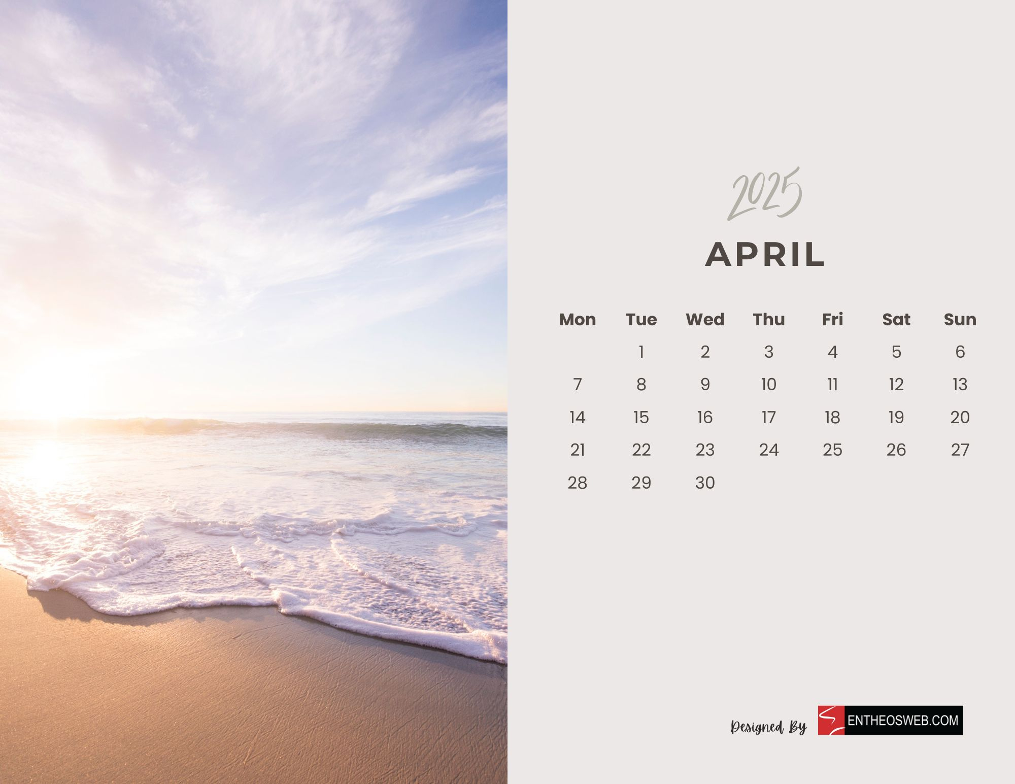 2025 Monthly Calendar – Beaches | Entheosweb in Beaches 2025 Calendar Printable