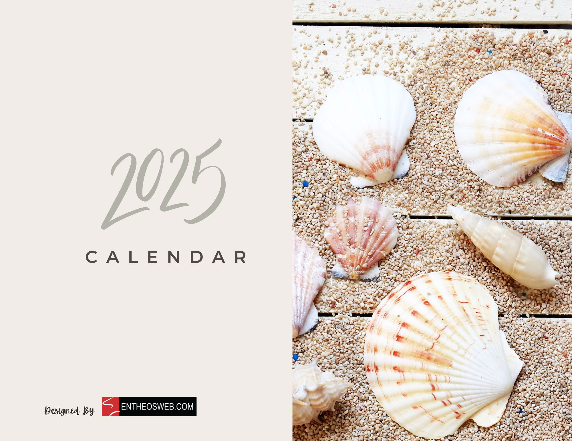 2025 Monthly Calendar – Beaches | Entheosweb in Seashells 2025 Calendar Printable