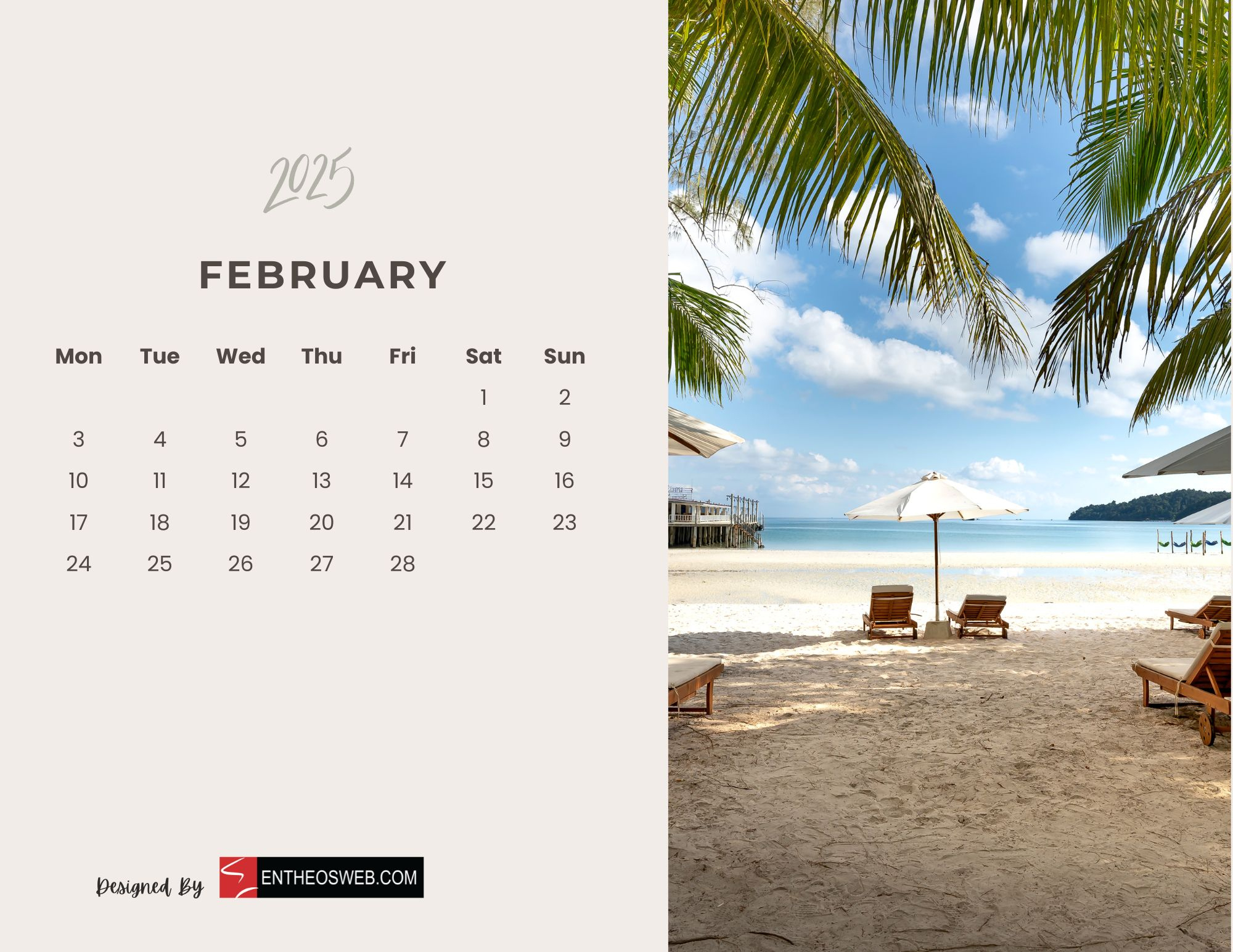 2025 Monthly Calendar – Beaches | Entheosweb inside Beaches 2025 Calendar Printable