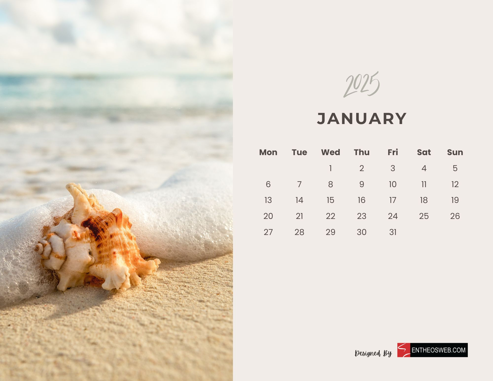 2025 Monthly Calendar – Beaches | Entheosweb pertaining to Beaches 2025 Calendar Printable