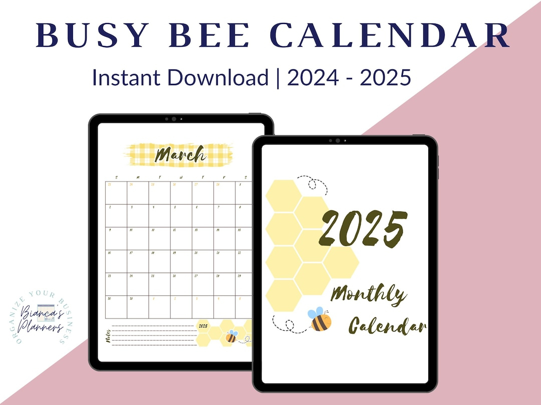2025 Monthly Calendar | Bees And Sunflowers Design | Printable Pdf in Reasons to Bee 2025 Calendar Printable