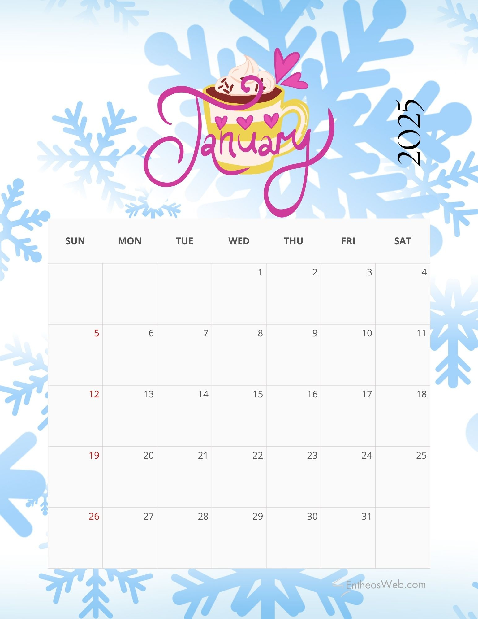 2025 Monthly Calendar Free Pdf Printable | Entheosweb within Motivationals 2025 Calendar Printable