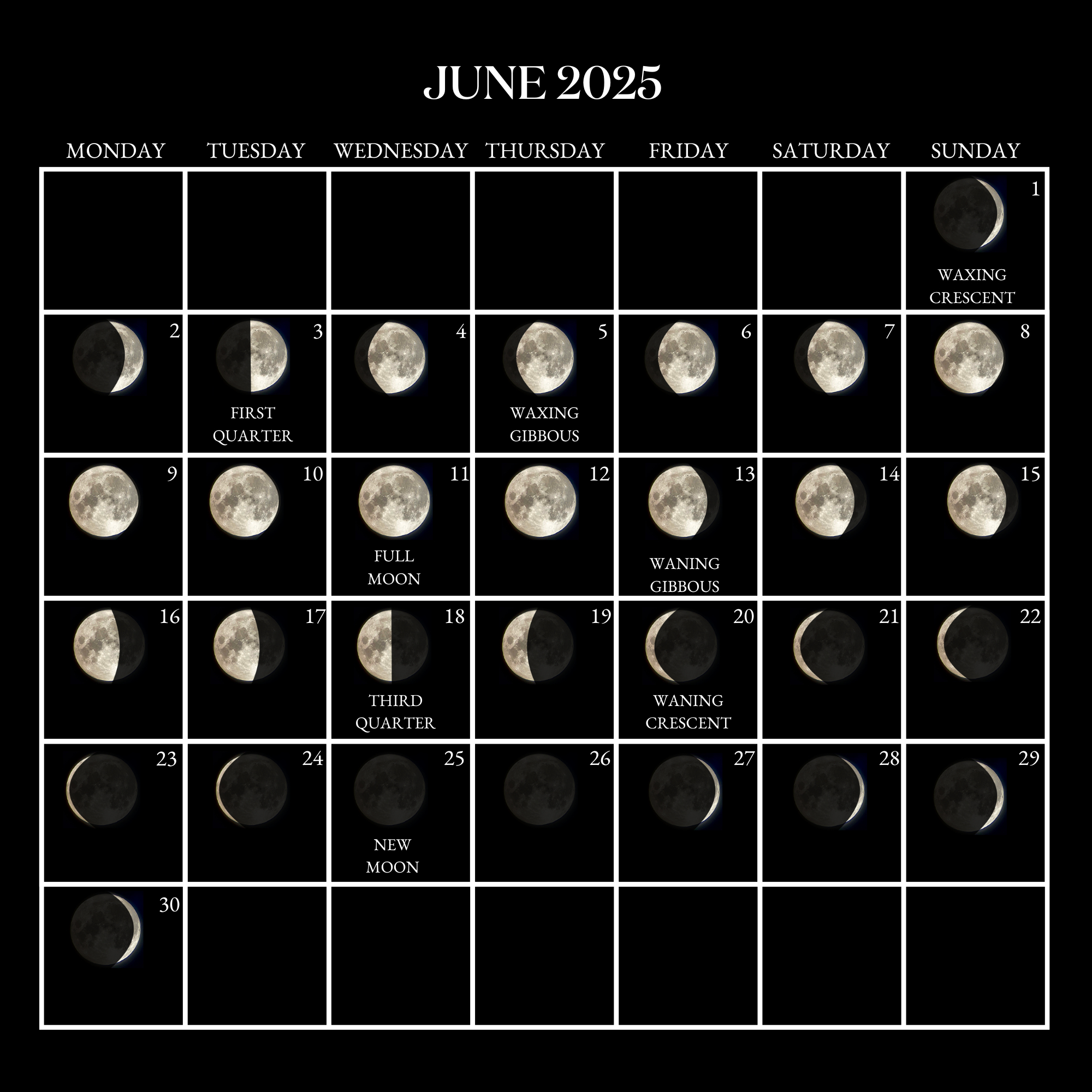 2025 Moon Calendar - Every Phase And Stage Of The Moon inside Moon Calendar June 2025