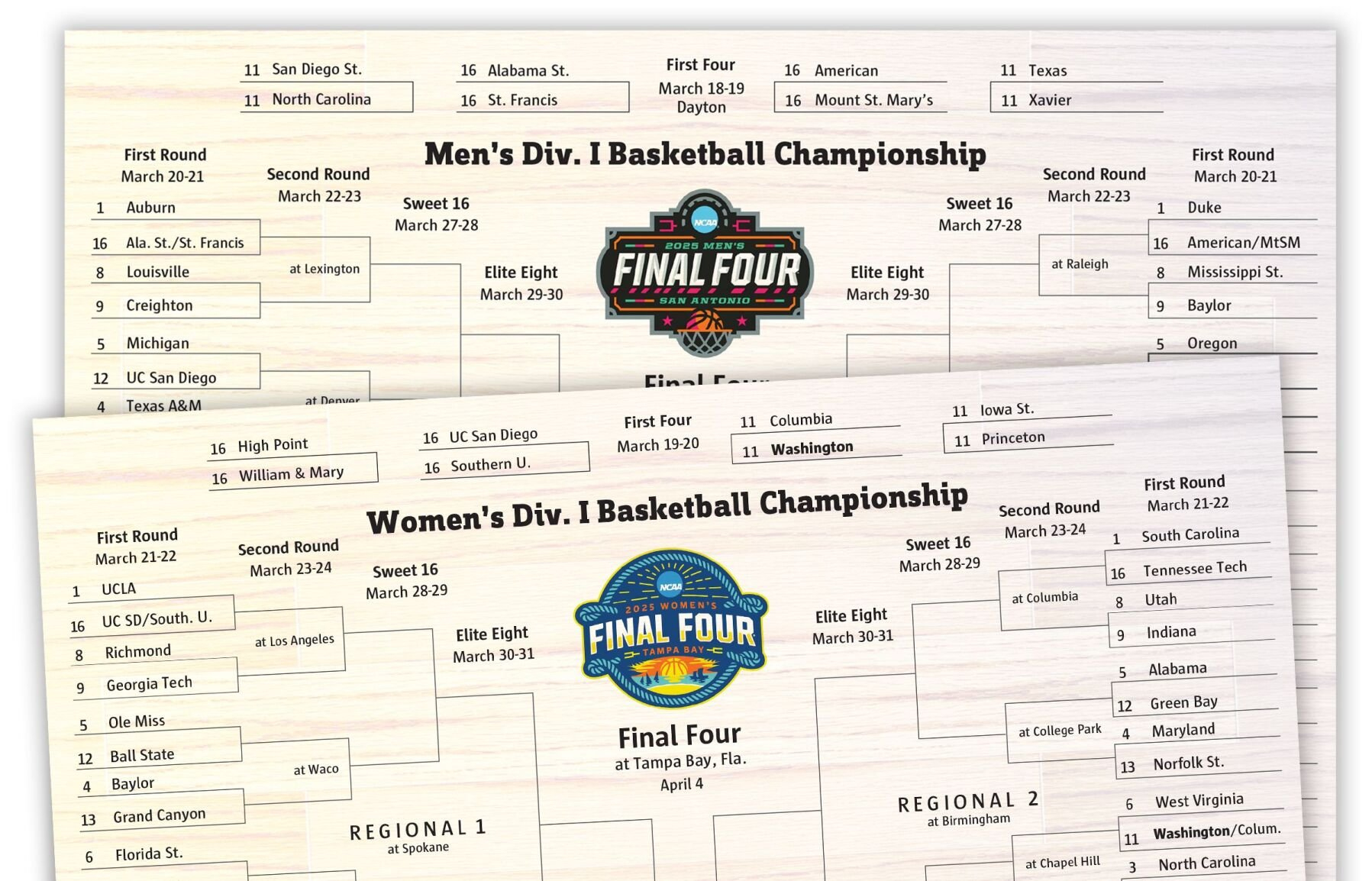 2025 Ncaa Men&amp;#039;S, Women&amp;#039;S Tournaments: Download And Print Your in COL Washington Huskies 2025 Calendar Printable