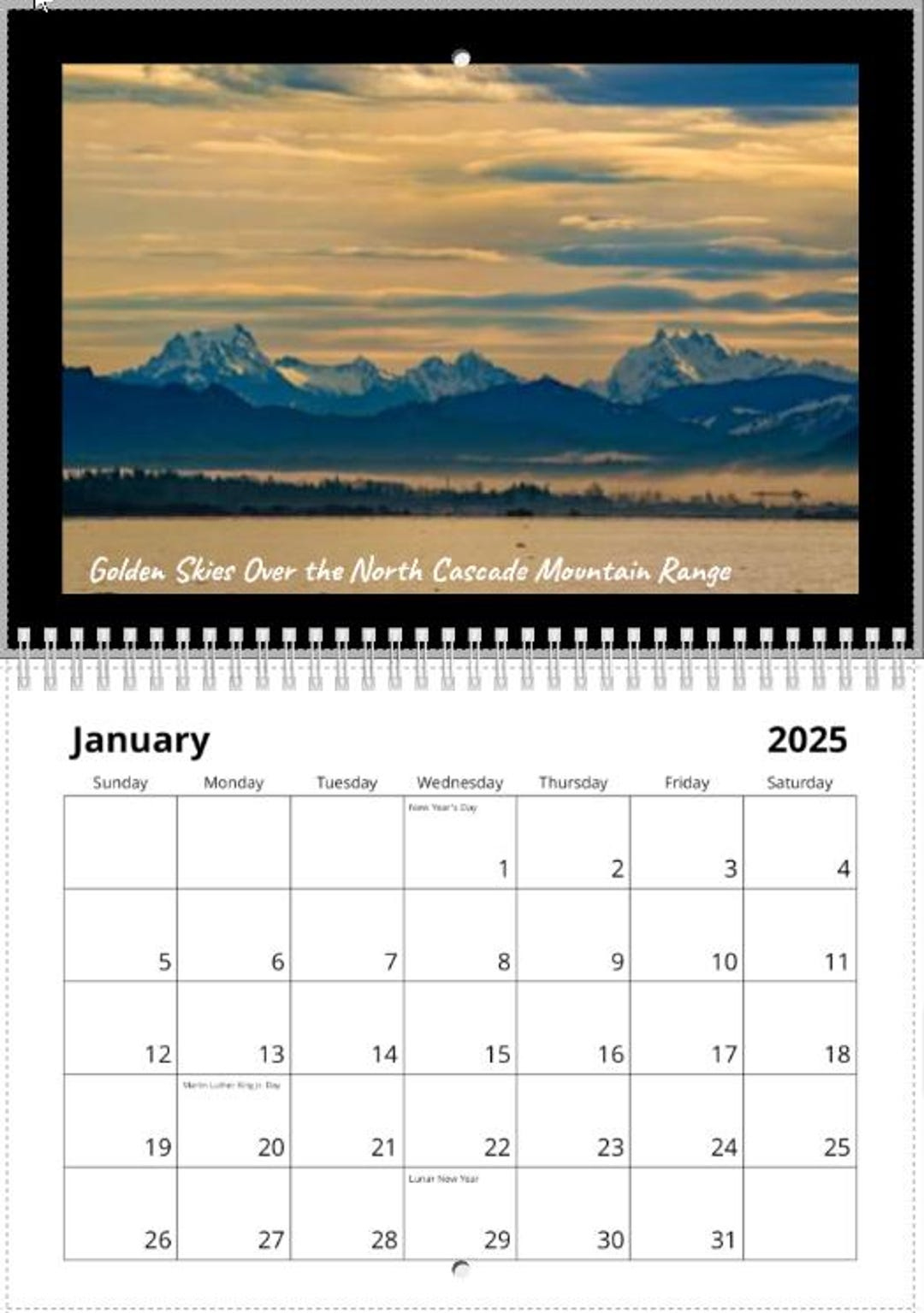 2025 Photo Wall Calendar - Etsy inside Cascades 2025 Calendar Printable