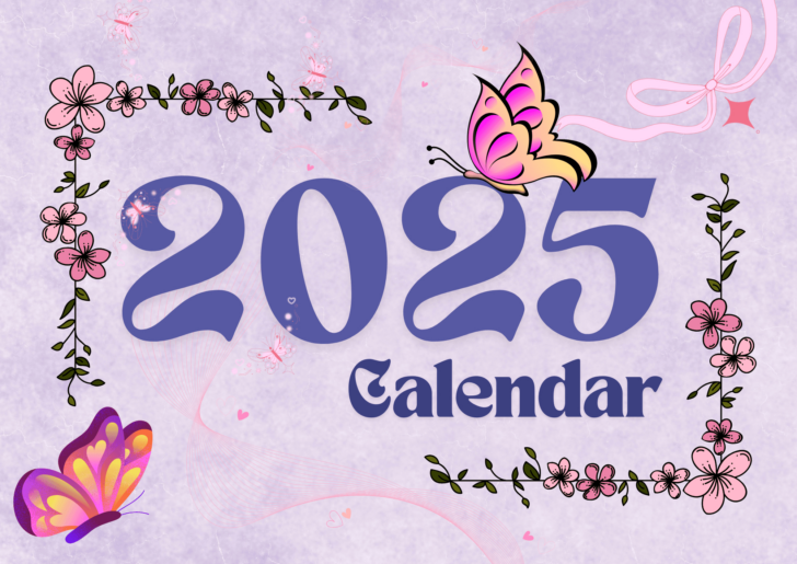 Butterflies 2025 Calendar  Printable