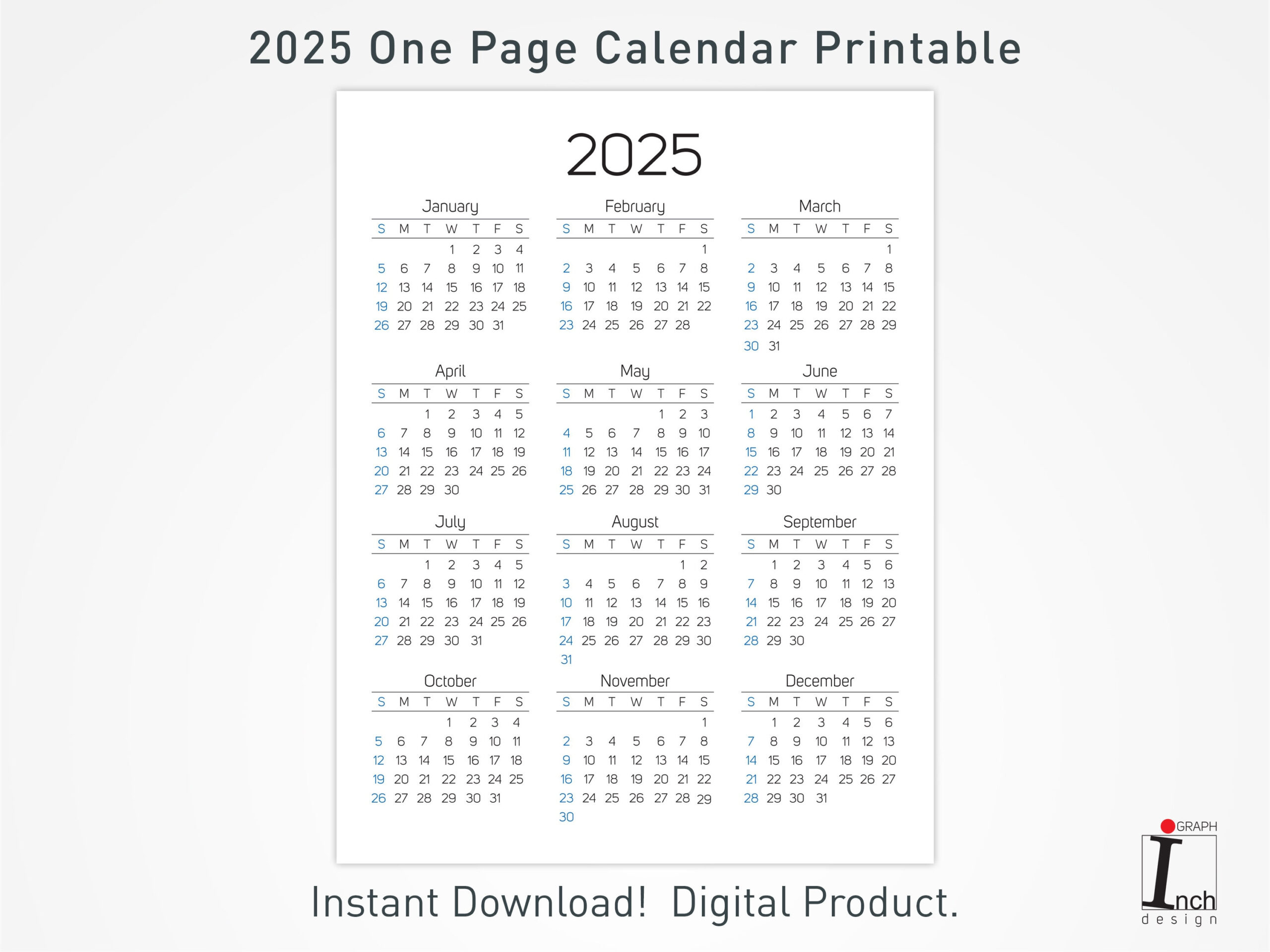 2025 Printable Calendar, 12 Months One Page Calendar, Wall intended for California Vintage 2025 Calendar Printable