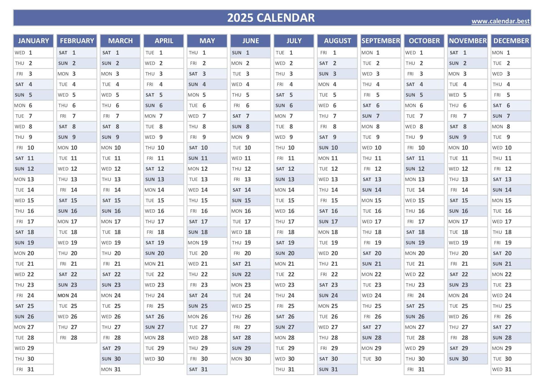 2025 Printable Calendar With Week Numbers And Holidays for Year Of Astrology 2025 Calendar Printable