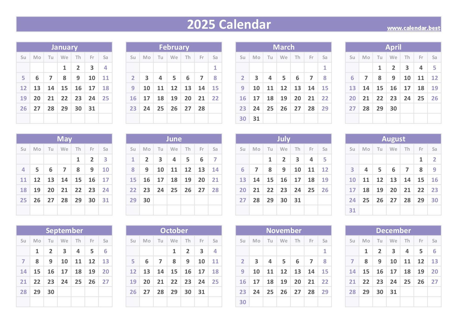 2025 Printable Calendar With Week Numbers And Holidays in Wednesday 2025 Calendar Printable