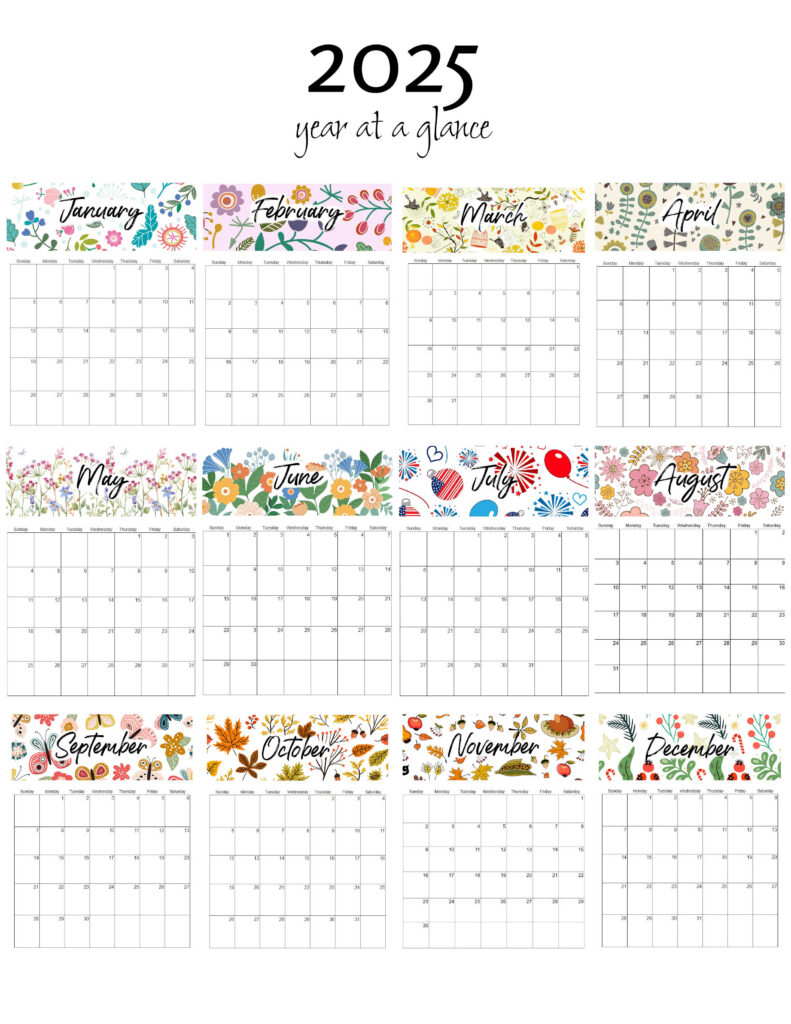 2025 Printable Calendars | Hearth And Vine throughout Pennsylvania 2025 Calendar Printable