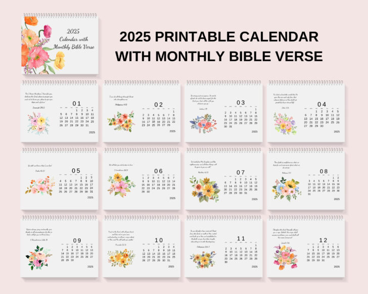 Bible Verses Photo 2025 Calendar Printable